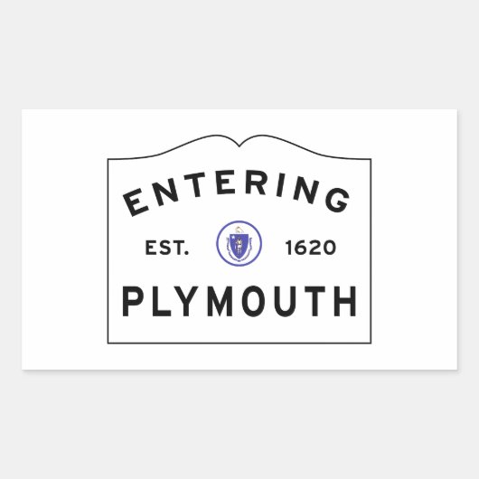 Willkommen beim Schild der Stadt Plymouth MA Rechteckiger Aufkleber (Vorderseite)