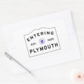 Willkommen beim Schild der Stadt Plymouth MA Rechteckiger Aufkleber (Umschlag)