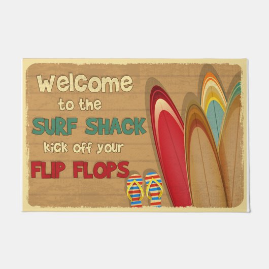 Willkommen beim Surf Shack Kick off your Flip Flop Fußmatte (Vorderseite)