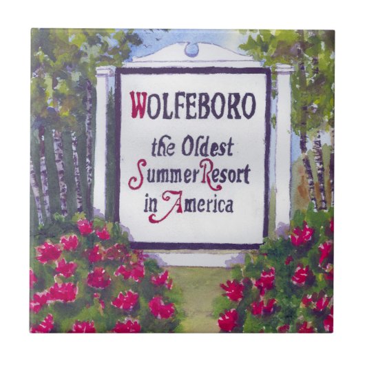 Willkommen beim Wolfeboro NH Sign Fliese (Vorderseite)