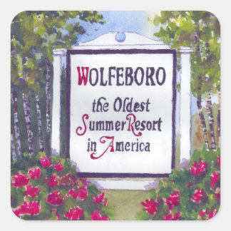 Willkommen beim Wolfeboro NH Sign Quadratischer Aufkleber