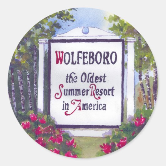 Willkommen beim Wolfeboro NH Sign Runder Aufkleber (Vorderseite)