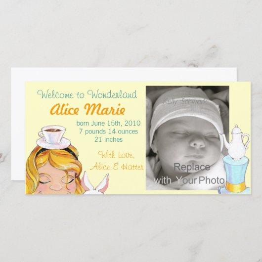 Willkommen beim Wonderland Birth Announcement Butt Ankündigung (Vorne/Hinten)