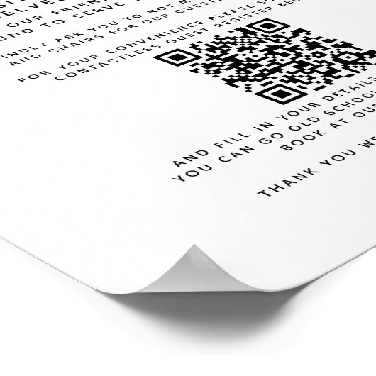 Willkommen berührungslose QR-Code Gast Register Pa Poster (Ecke)