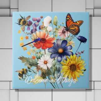 Willkommen Bestäuber Wildblumen Küche Fliese