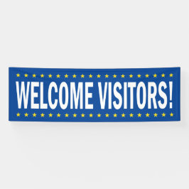 Willkommen Besucher mit Sternen Banner