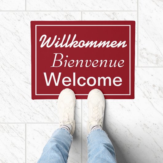 Willkommen Bienvenue Welcome Multilingual Doormat Fußmatte