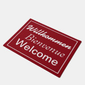 Willkommen Bienvenue Welcome Multilingual Doormat Fußmatte (Schrägansicht)
