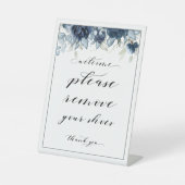 Willkommen Bitte entfernen Sie Ihre Schuhe Blue Pe Sockelschild (Vorderseite)