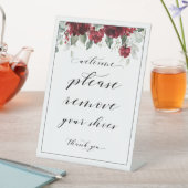 Willkommen Bitte entfernen Sie Ihre Schuhe Red Peo Sockelschild (In Situ)