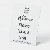 Willkommen Bitte haben Sie Platz und Ihr Firmenlog Sockelschild (Vorderseite)