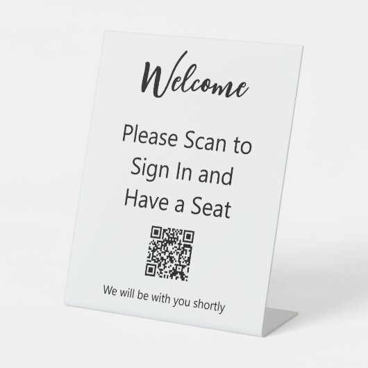 Willkommen Bitte scannen Sie QR-Code, um sich anzu Sockelschild (Vorderseite)