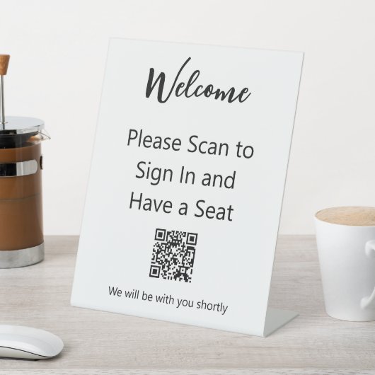 Willkommen Bitte scannen Sie QR-Code, um sich anzu Sockelschild (In SItu)