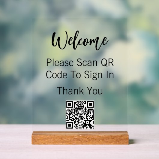 Willkommen Bitte scannen Sie QR-Code, um sich in V Acrylschild (Neutral)