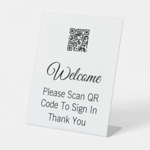 Willkommen Bitte scannen Sie QR-Code, um sich in V Sockelschild