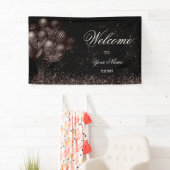 Willkommen Black Glitzer Balloons Sparkle Party Banner (Insitu)
