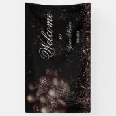 Willkommen Black Glitzer Balloons Sparkle Party Banner (Vertikal)