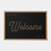 Willkommen Black Gold Schrift Familienname Jahr Fußmatte (Vorderseite)