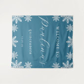 Willkommen Blauer Winter Snowflake Quinceanera Wandteppich (Vorderseite (Horizontal))