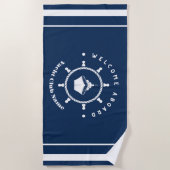 Willkommen Blue Anchor Nautical Segelboot Custom Strandtuch (Vorderseite)