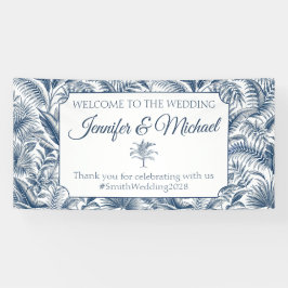 Willkommen Blue Palm Botanische Hochzeit Banner