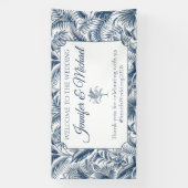 Willkommen Blue Palm Botanische Hochzeit Banner (Vertikal)