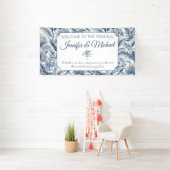 Willkommen Blue Palm Botanische Hochzeit Banner (Insitu)