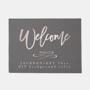 Willkommen, Blush Pink Brush Script+DIY Farbe Fußmatte