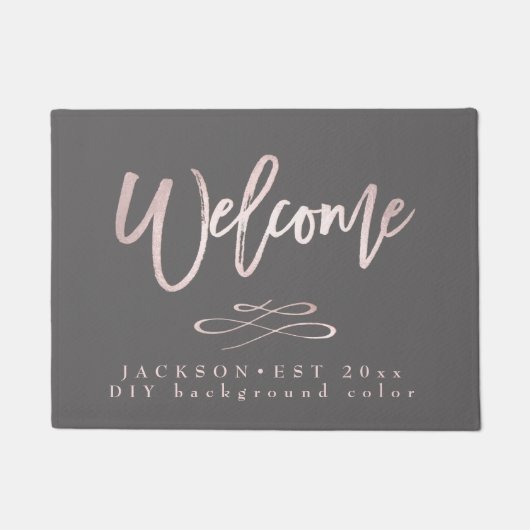 Willkommen, Blush Pink Brush Script+DIY Farbe Fußmatte (Vorderseite)