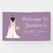 Willkommen Boho Black Hair Bride Banner (Horizontal)