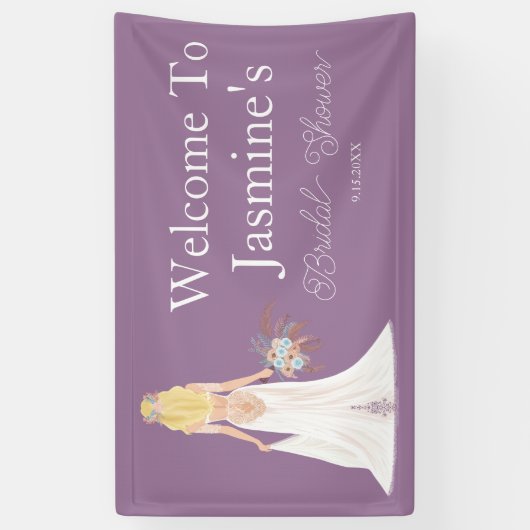 Willkommen Boho Blonde Hair Bride Banner (Vertikal)