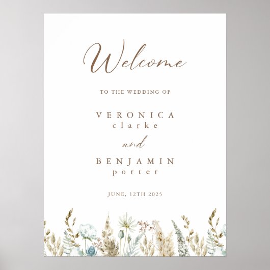 Willkommen Boho Rustic Wedding Budget Poster (Vorne)