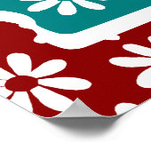 Willkommen Bold Dark Red Retro Boho Daisy Poster (Ecke)