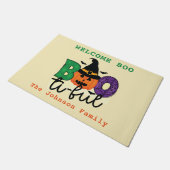 Willkommen Boo Beautiful Pumpkin Hexe Name Fußmatte (Schrägansicht)