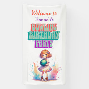 Willkommen Bowling Party Girl's Anime Birthday Banner