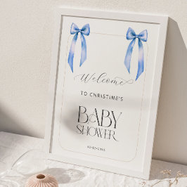 Willkommen Boy Blue Bow Twins Baby Dusche Poster