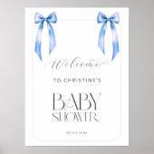Willkommen Boy Blue Bow Twins Baby Dusche Poster (Vorne)