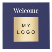 Willkommen Business Logo QR blaue Menütabelle Würfel (Vorderseite)