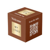 Willkommen Business Logo QR Code braun Tabelle Würfel (Rückseite Schrägansicht)