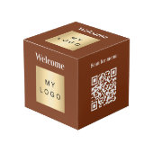 Willkommen Business Logo QR Code braun Tabelle Würfel (Vorderseite Schrägansicht)