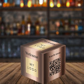 Willkommen Business Logo QR Code Bronze Menü Tabel Würfel