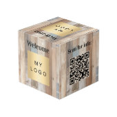 Willkommen Business Logo QR Code driftwood Menü-Ta Würfel (Rückseite Schrägansicht)