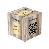Willkommen Business Logo QR Code driftwood Menü-Ta Würfel (Vorderseite Schrägansicht)