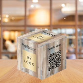 Willkommen Business Logo QR Code driftwood Menü-Ta Würfel