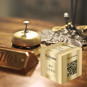Willkommen Business Logo QR Code Gold Menü Tabelle Würfel