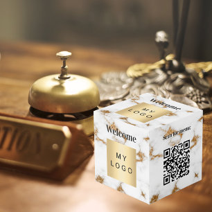 Willkommen Business Logo QR Code Marmormenü Würfel