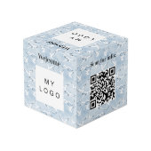 Willkommen Business-Logo QR-Code-Menü am Meer Tabe Würfel (Rückseite Schrägansicht)