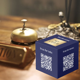 Willkommen Business Logo QR Codes Blue Info Tabell Würfel