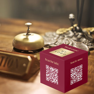 Willkommen Business Logo QR Codes burgundinfo Tabe Würfel