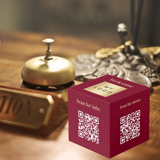 Willkommen Business Logo QR Codes burgundinfo Tabe Würfel